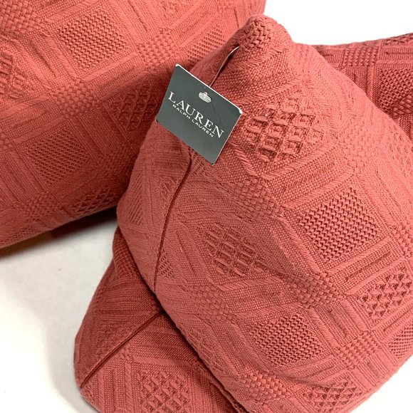 Ralph Lauren New Diamond Weave Pillows Red Knit - Picture 3 of 5